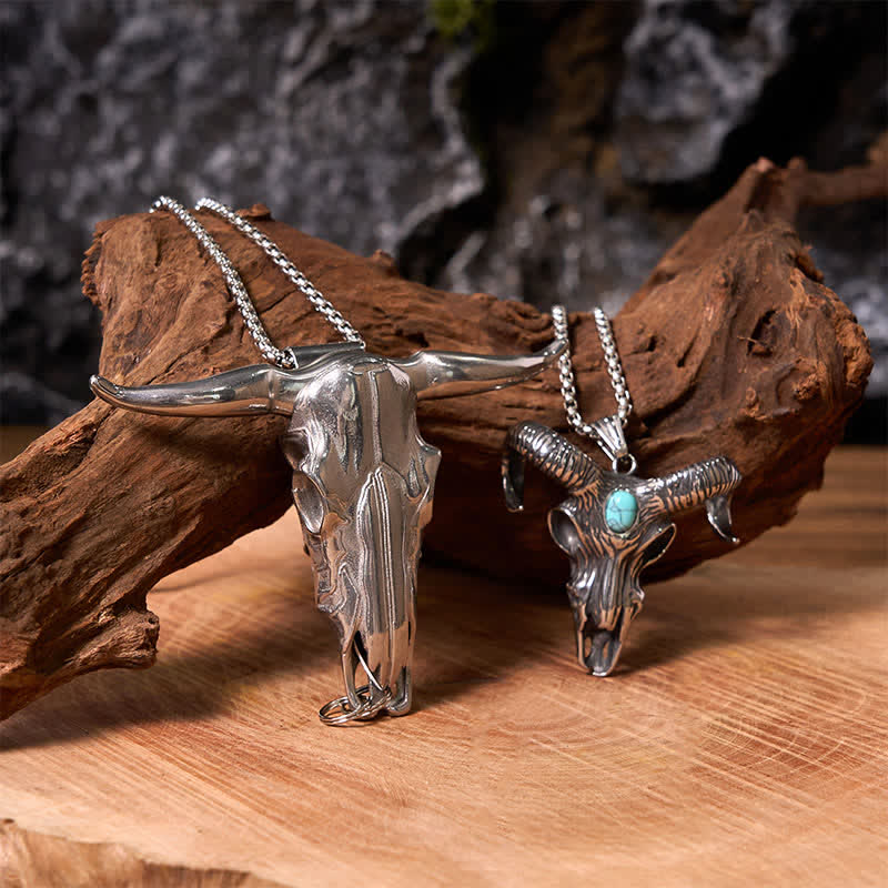 Longhorn Bull Pendant Turquoise Ram Horn Head Necklace Bundle Set - Image 7