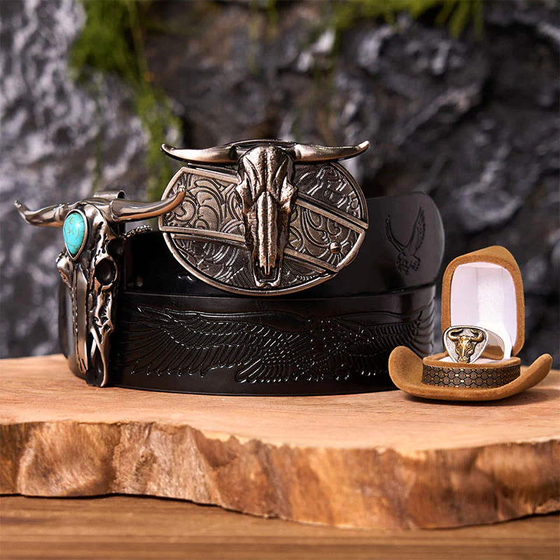 Longhorn Skull DIY Hidden Knife Belt Buckle With Bull Ring Bundle Set - Image 4