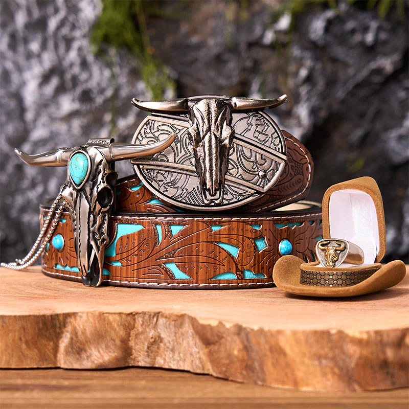 Longhorn Skull DIY Hidden Knife Belt Buckle With Bull Ring Bundle Set - Image 5