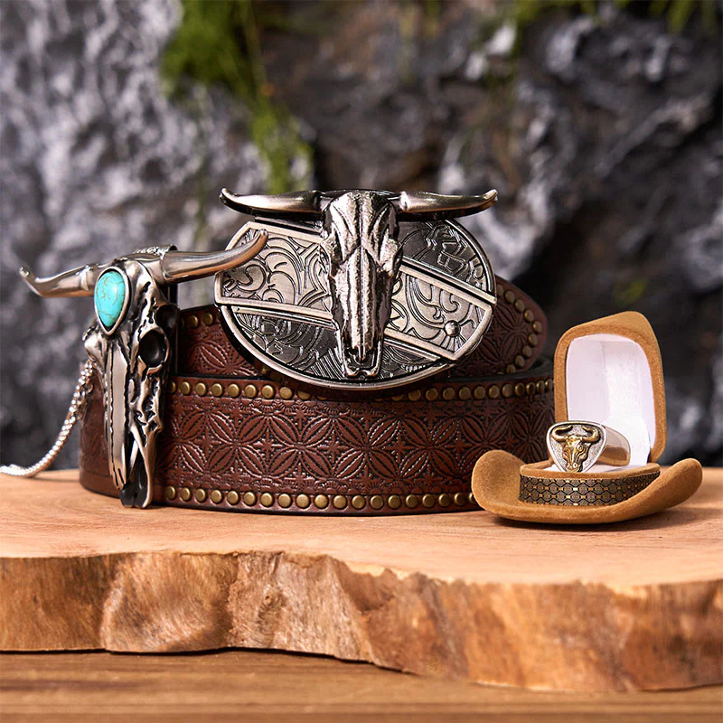 Longhorn Skull DIY Hidden Knife Belt Buckle With Bull Ring Bundle Set - Image 6