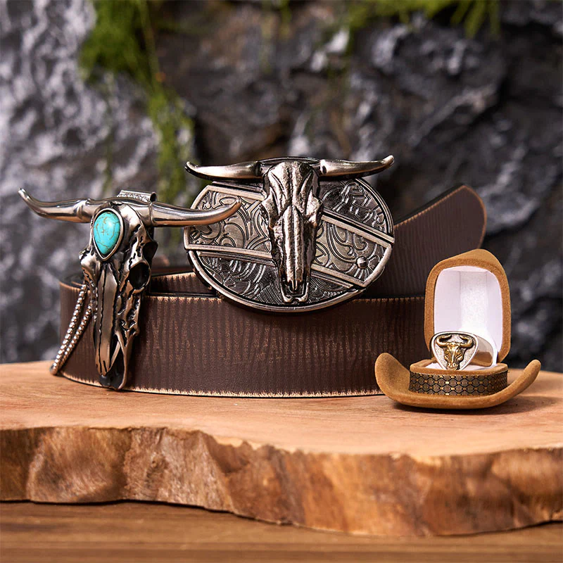 Longhorn Skull DIY Hidden Knife Belt Buckle With Bull Ring Bundle Set - Image 7