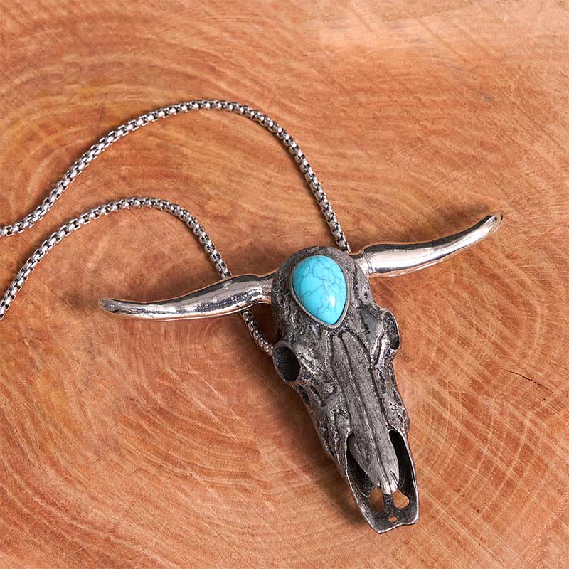 Longhorn Skull Turquoise EDC Tool Multi-function Pendant Belt Buckle - Image 3
