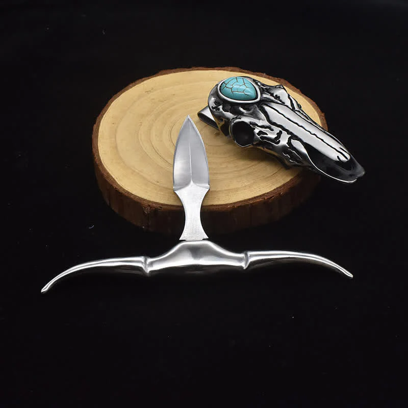 Longhorn Skull Turquoise Multi-function EDC Tool Pendant Belt Buckle - Image 2