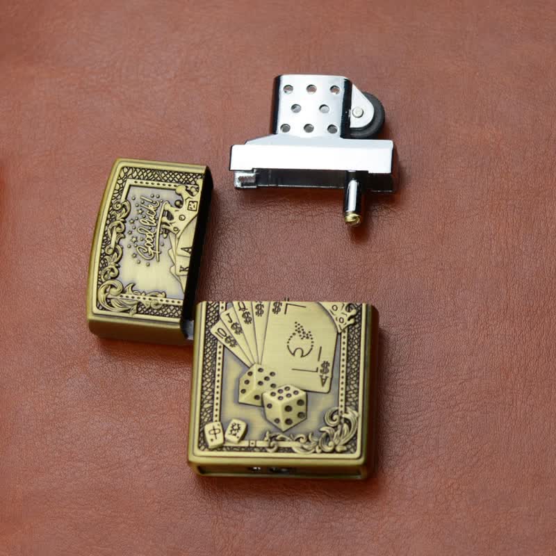 Lucky Poker Grinding Wheel Refillable Butane Lighter - Image 4