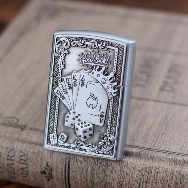 Lucky Poker Grinding Wheel Refillable Butane Lighter - Image 9