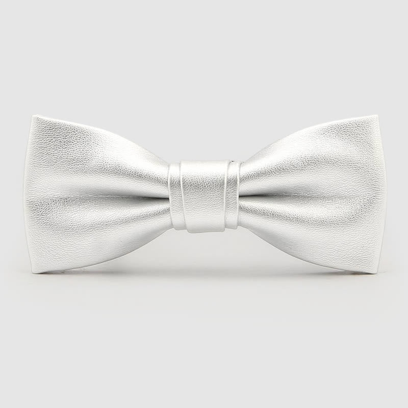 Lustrous Party Solid Color Leather Bow Tie - Image 10