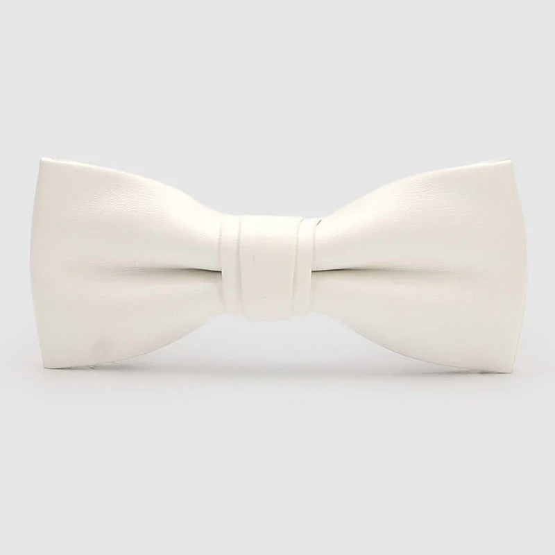 Lustrous Party Solid Color Leather Bow Tie - Image 11