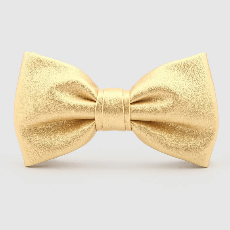 Lustrous Party Solid Color Leather Bow Tie - Image 4