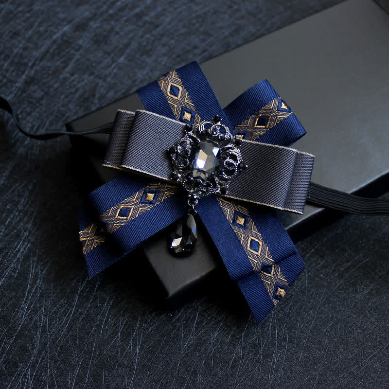 Luxury Blue Rhinestone Waterdrop Bow Tie - Image 6