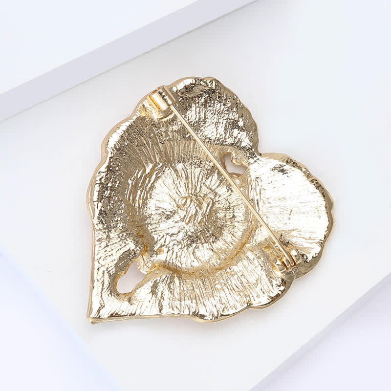 Luxury Enamel Poppy Flower Gold Heart Brooch - Image 3