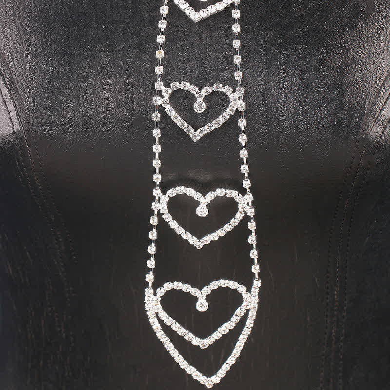 Luxury Heart-Shaped Rhinstones Creative Necktie Necklace - Image 5