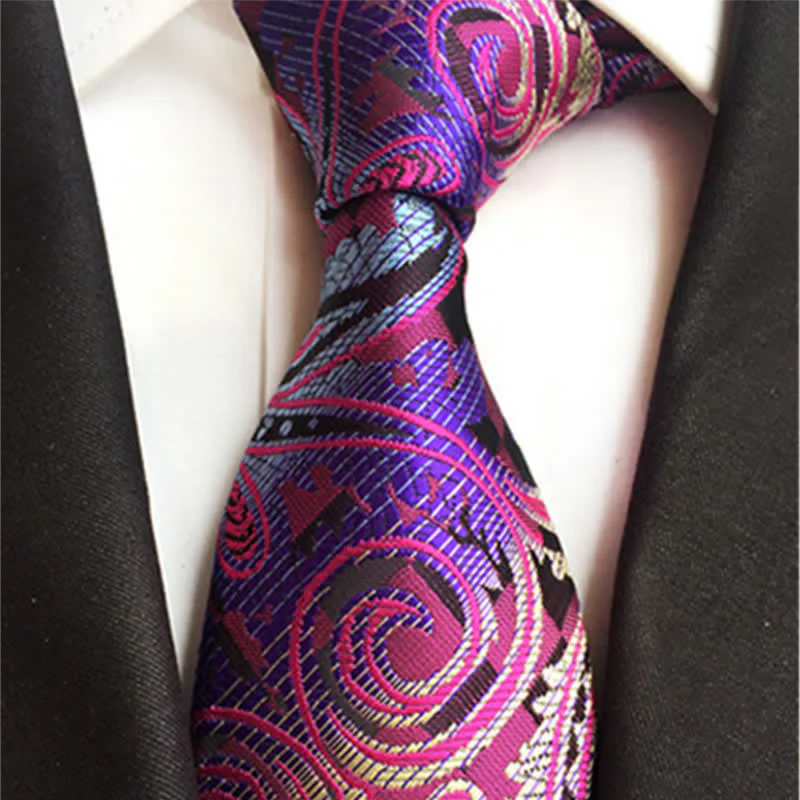Magenta Men's Distinctive Paisley Necktie - Image 2