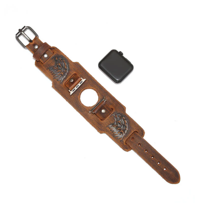Male Eagle Viking Totem Leather Watch Band - Image 10