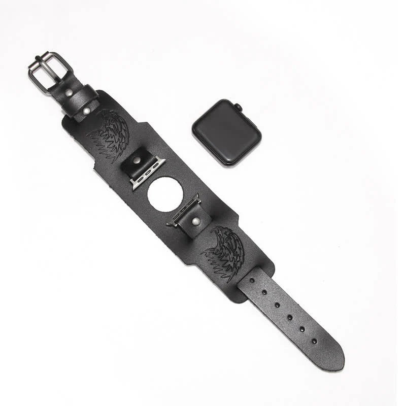 Male Eagle Viking Totem Leather Watch Band - Image 11