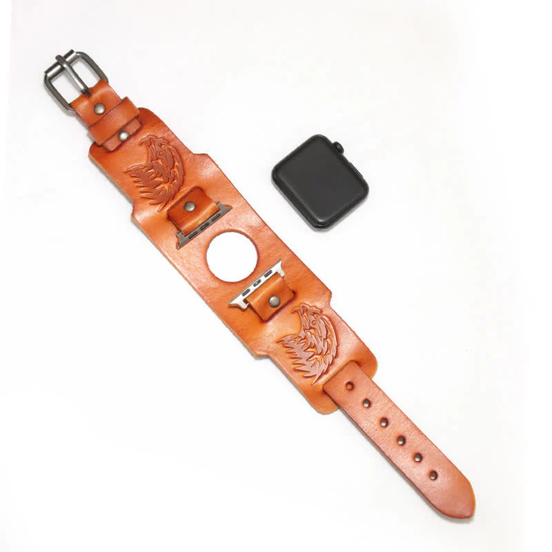 Male Eagle Viking Totem Leather Watch Band - Image 3