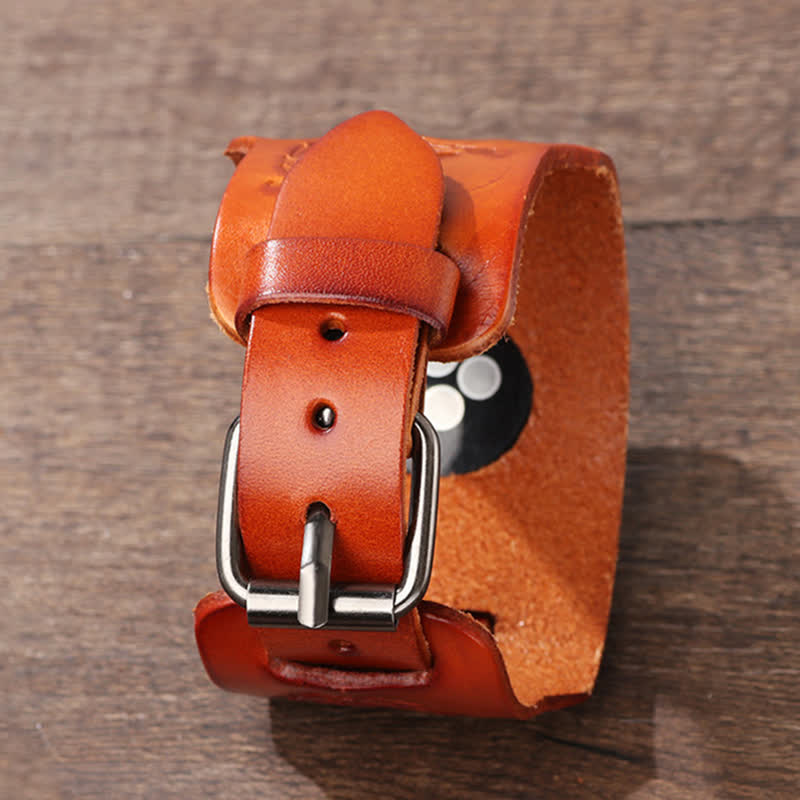 Male Eagle Viking Totem Leather Watch Band - Image 8