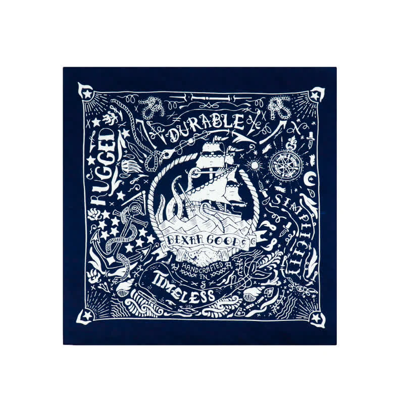 Marine Sailing Pattern Square Scarf with Scarf Buckle - Image 2