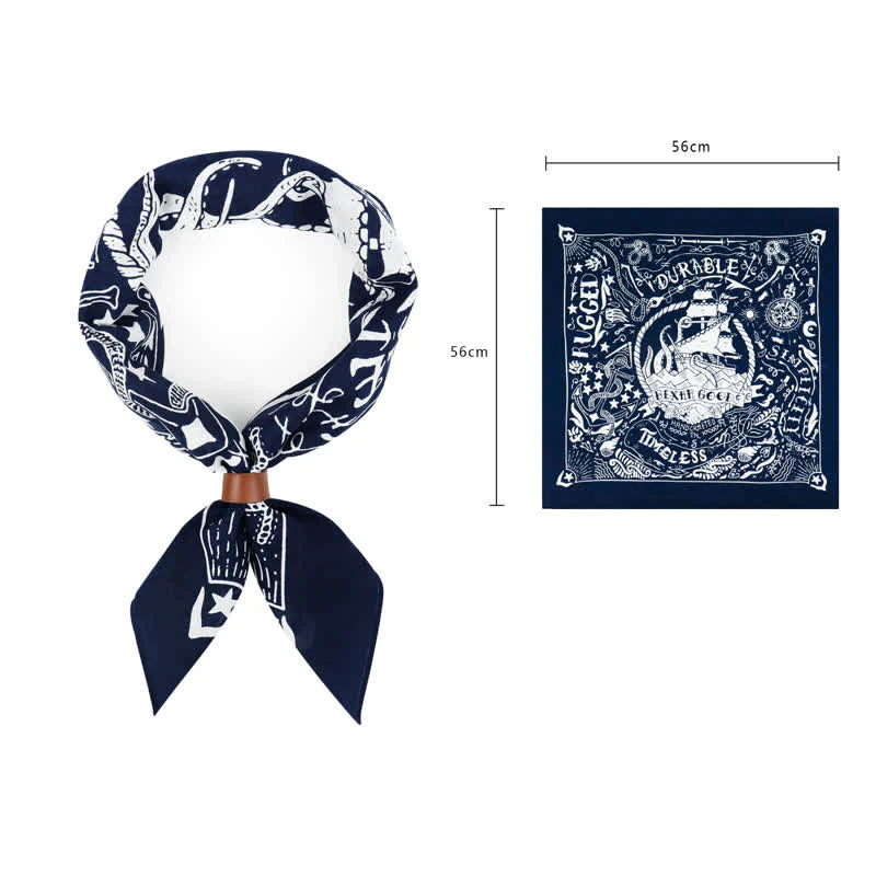 Marine Sailing Pattern Square Scarf with Scarf Buckle - Image 3