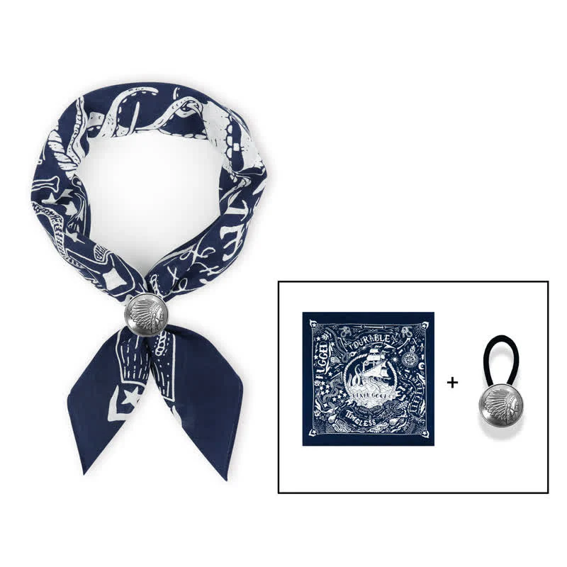 Marine Sailing Pattern Square Scarf with Scarf Buckle - Image 4