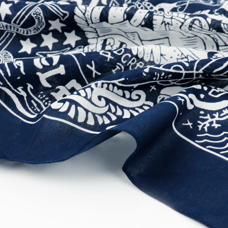 Marine Sailing Pattern Square Scarf with Scarf Buckle - Image 5