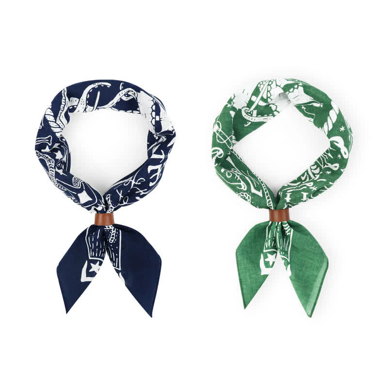 Marine Sailing Pattern Square Scarf with Scarf Buckle - Image 6