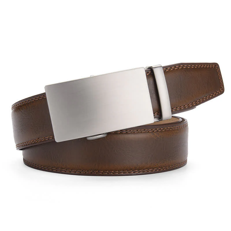 Matte Blank Automatic Buckle Crack Pattern Leather Belt - Image 10