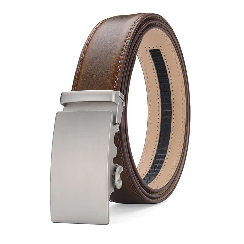 Matte Blank Automatic Buckle Crack Pattern Leather Belt - Image 11