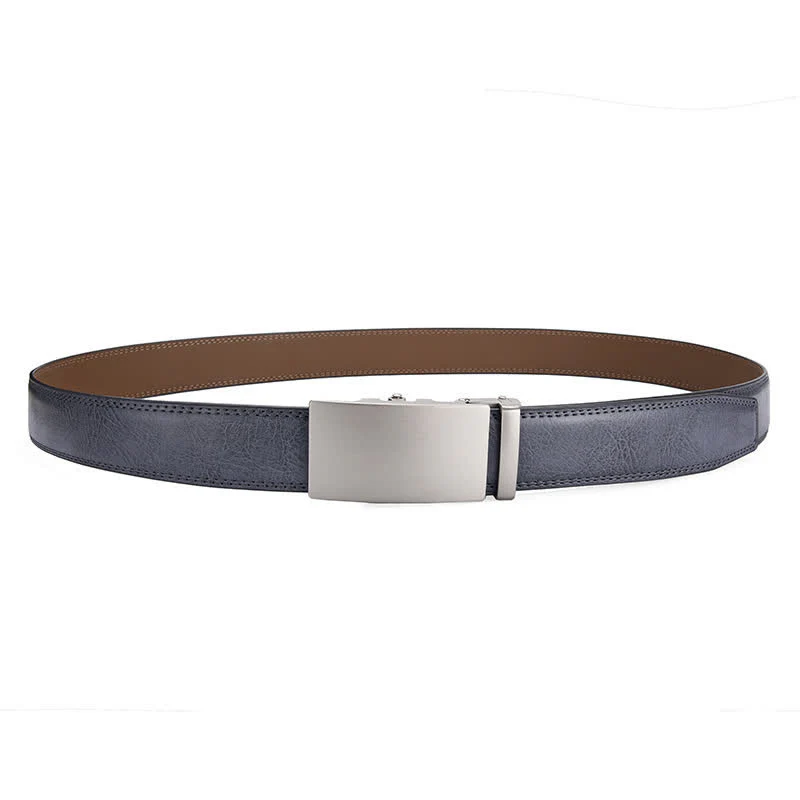 Matte Blank Automatic Buckle Crack Pattern Leather Belt - Image 3