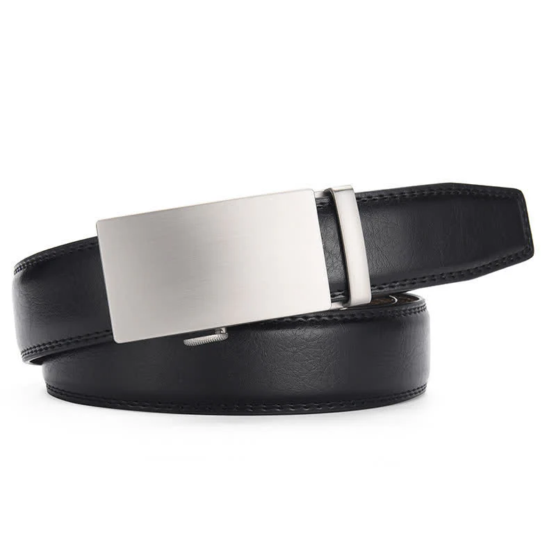 Matte Blank Automatic Buckle Crack Pattern Leather Belt - Image 4