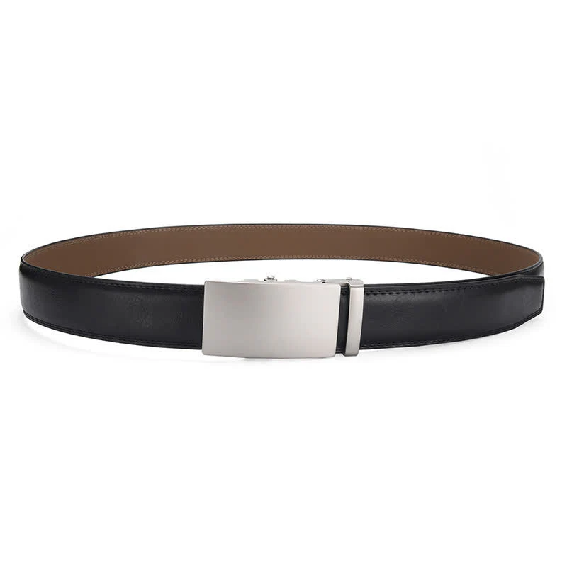 Matte Blank Automatic Buckle Crack Pattern Leather Belt - Image 6