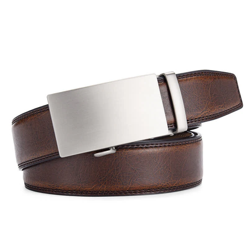 Matte Blank Automatic Buckle Crack Pattern Leather Belt - Image 7