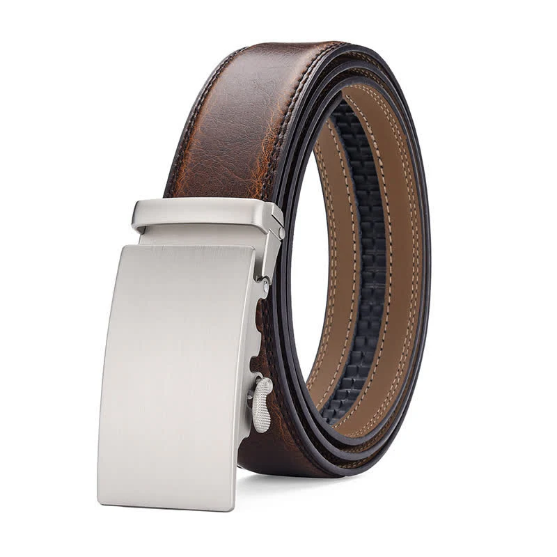 Matte Blank Automatic Buckle Crack Pattern Leather Belt - Image 8