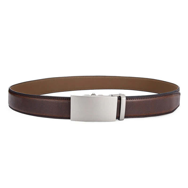 Matte Blank Automatic Buckle Crack Pattern Leather Belt - Image 9