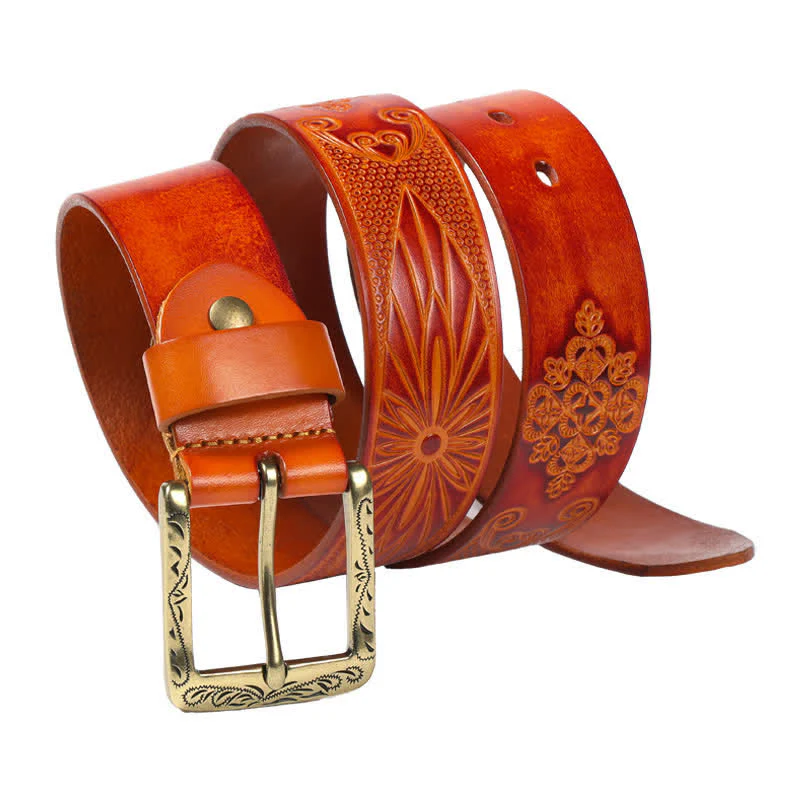 Medieval Exotic Embossed Pattern Leather Belt - Image 8