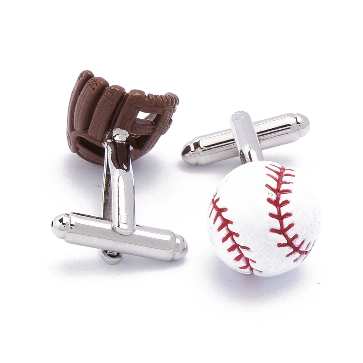 Men's 1 Pair Baseball Player Gloves Button Covers Set Cufflinks - Image 6