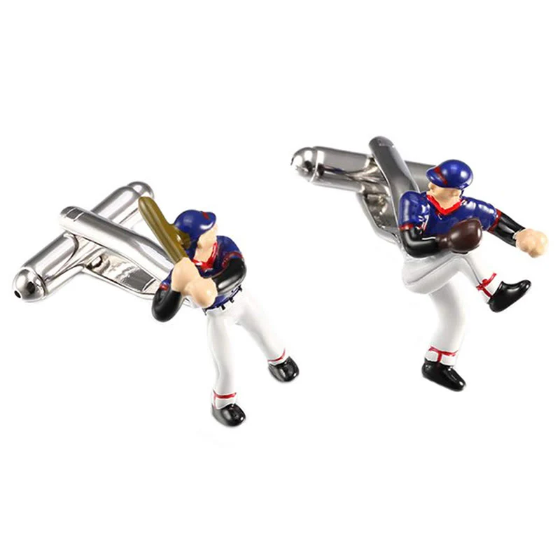 Men's 1 Pair Baseball Time Button Covers Set Cufflinks - Image 2
