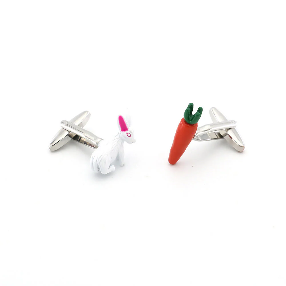 Men's 1 Pair Bunny And Carrot Button Covers Set Cufflinks - Image 10