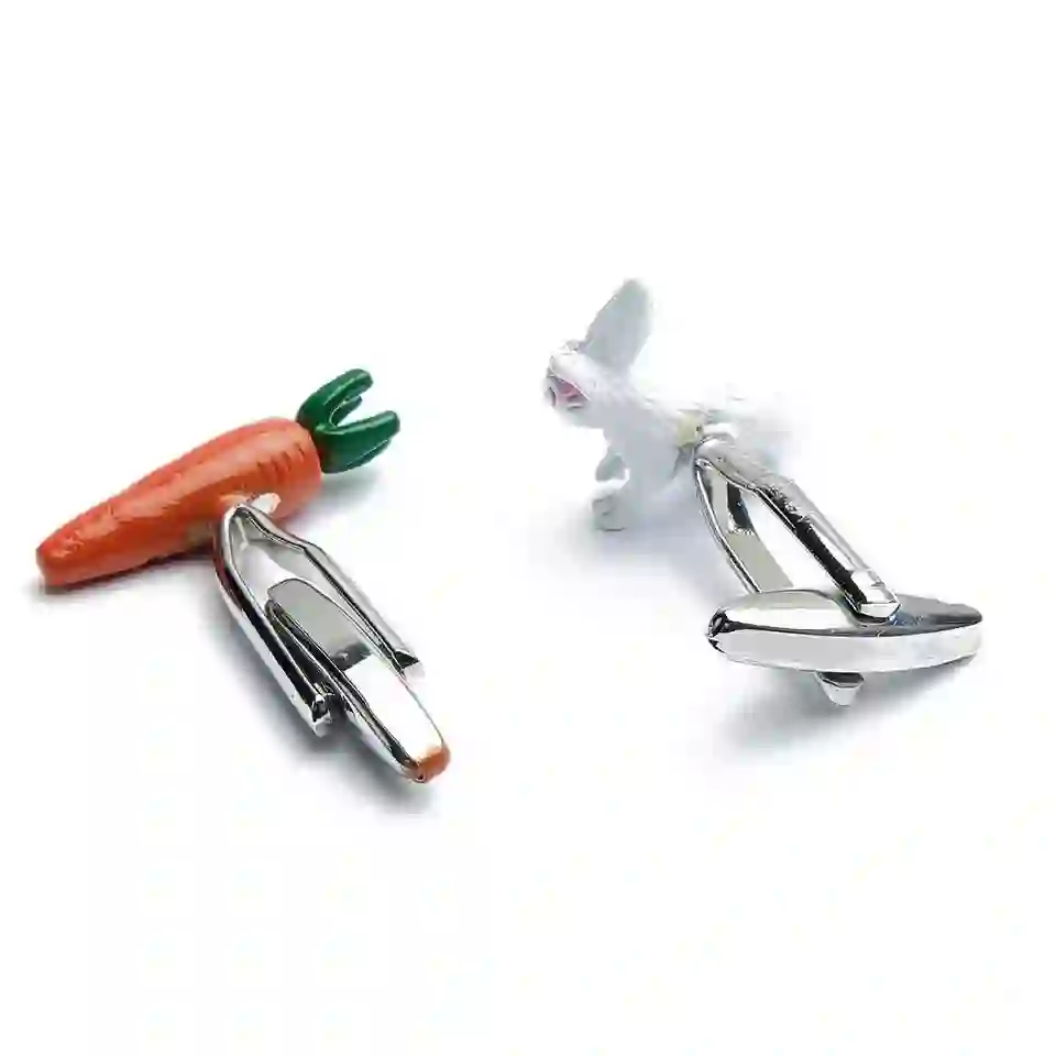 Men's 1 Pair Bunny And Carrot Button Covers Set Cufflinks - Image 7