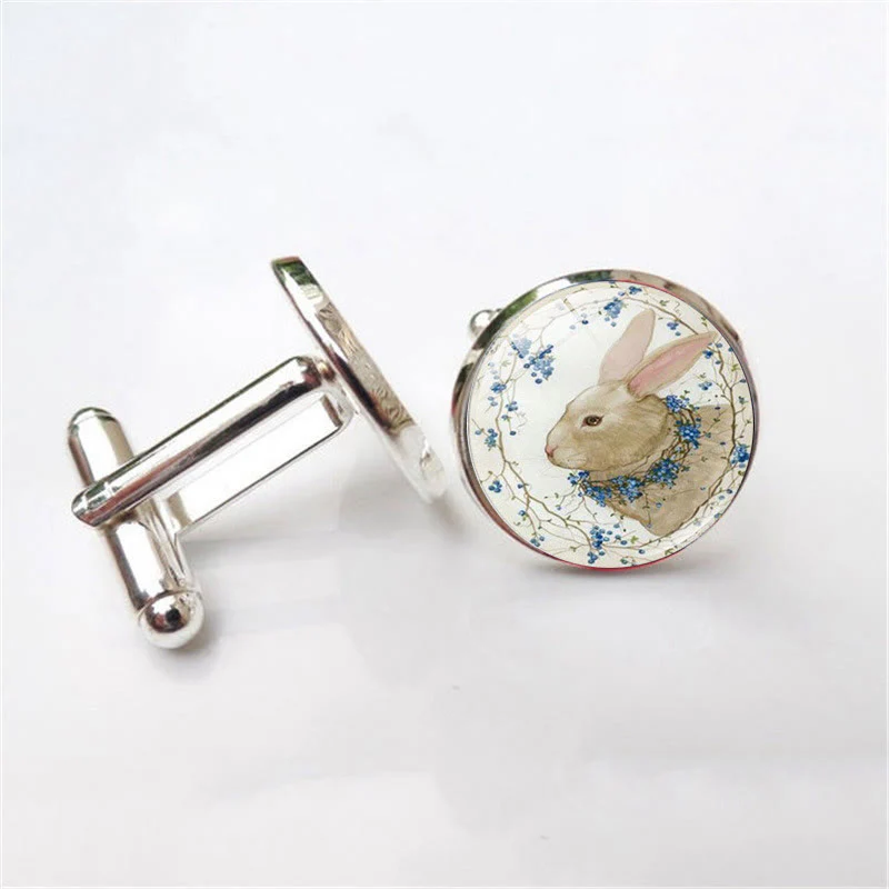 Men's 1 Pair Bunny Time Gem Button Covers Set Cufflinks - Image 5
