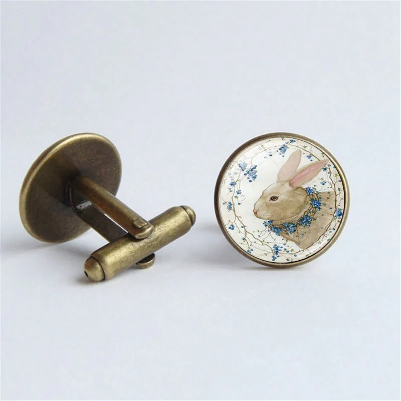Men's 1 Pair Bunny Time Gem Button Covers Set Cufflinks - Image 6