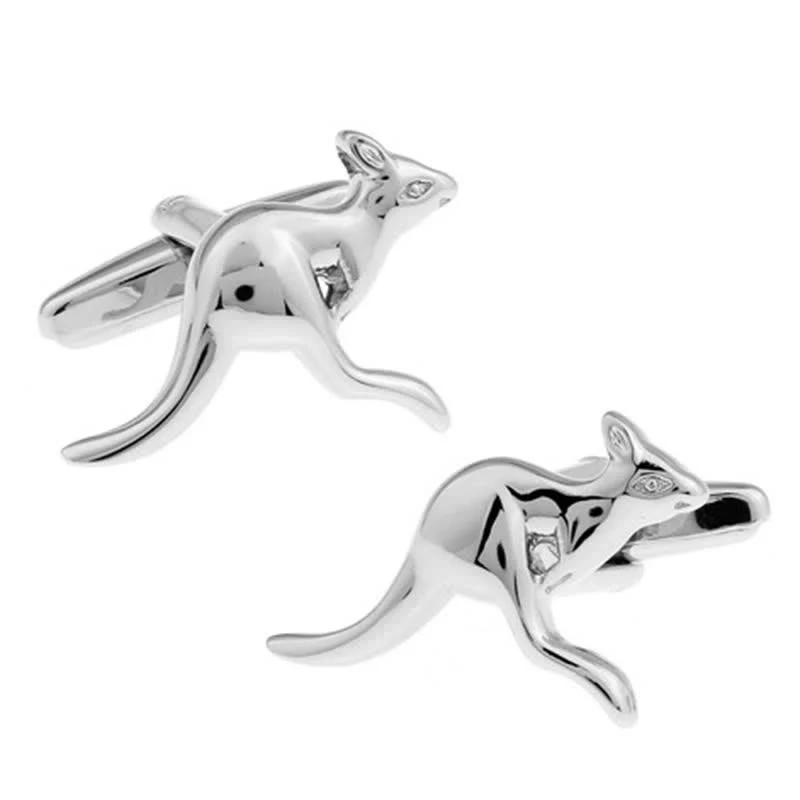 Men's 1 Pair Cute Kangaroo Silver-Tone Cufflinks