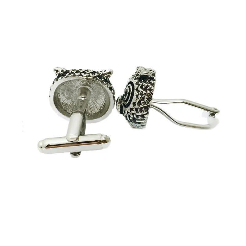 Men's 1 Pair Cute Owl Head Silver-Tone Cufflinks - Image 5