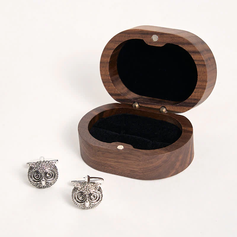 Men's 1 Pair Cute Owl Head Silver-Tone Cufflinks - Image 8