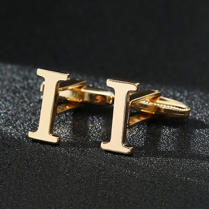 Men's 1 Pair Gold Plated Initial Letter 26 Alphabet Cufflinks - Image 10