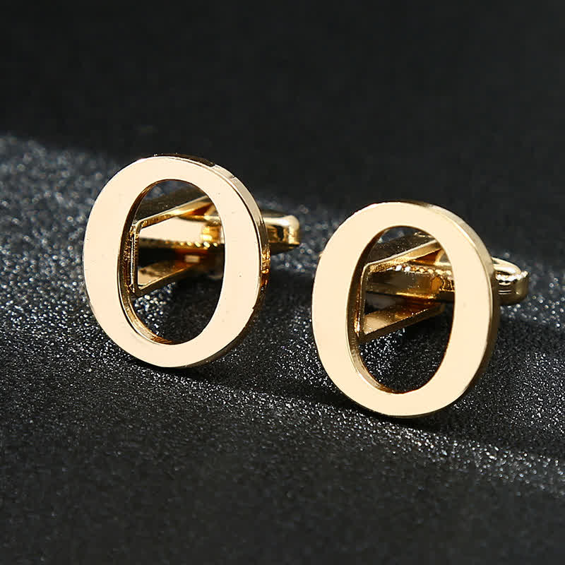 Men's 1 Pair Gold Plated Initial Letter 26 Alphabet Cufflinks - Image 16