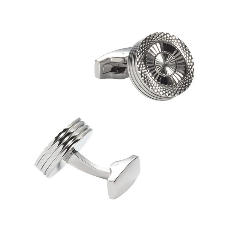 Men's 1 Pair Round Tire Pattern Cufflinks - Image 5