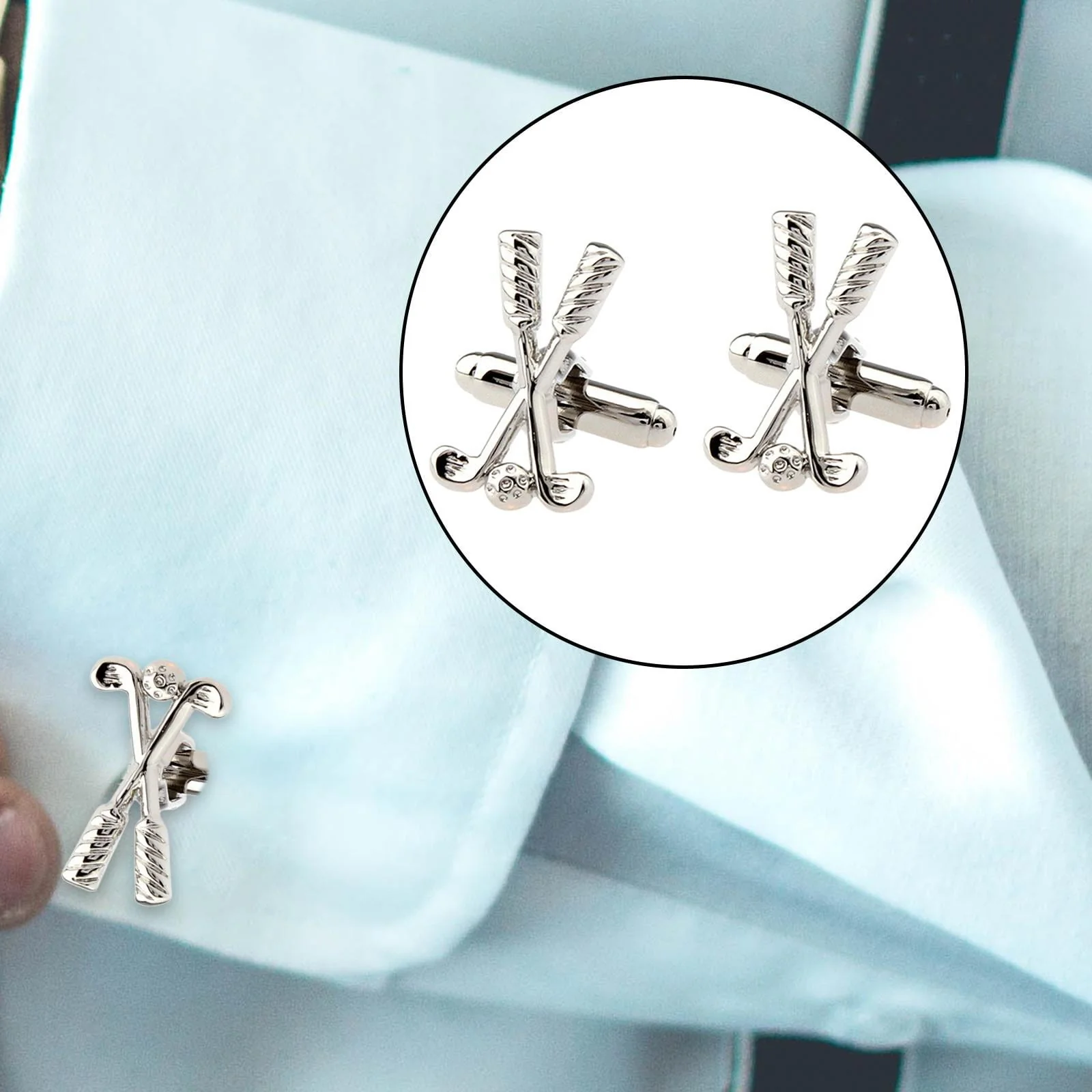 Men's 1 Pair Golf Time Button Covers Set Cufflinks - Image 3