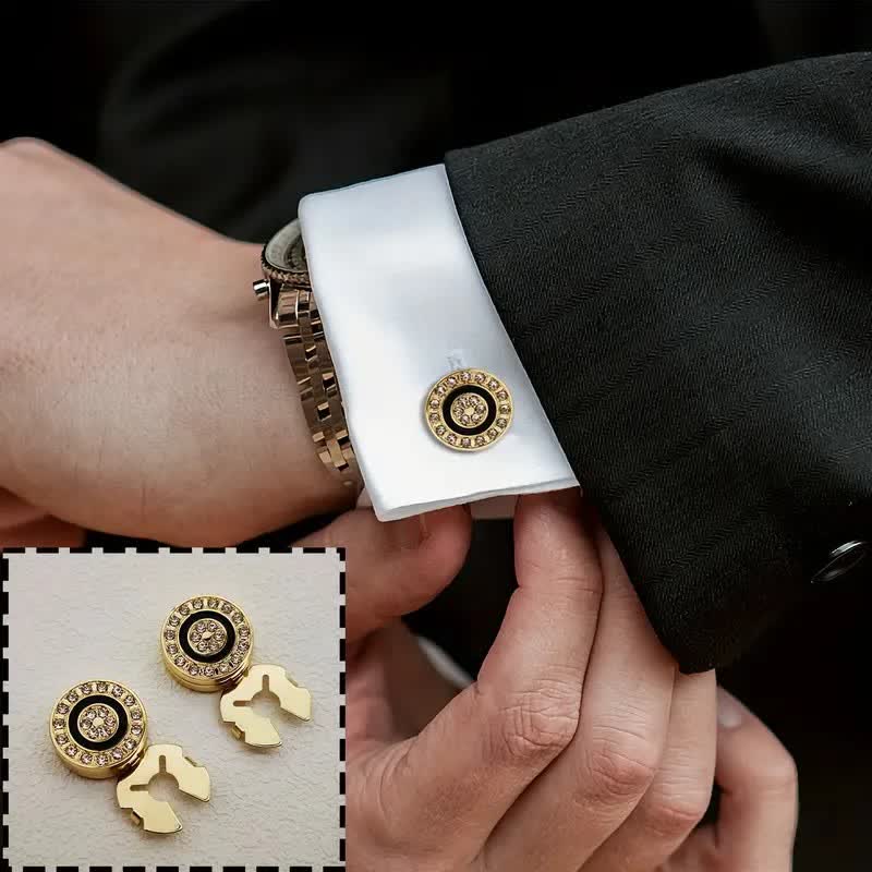 Men's 1 Pair Novelty Snap-On Elegant Button Covers Set Cufflinks - Image 4