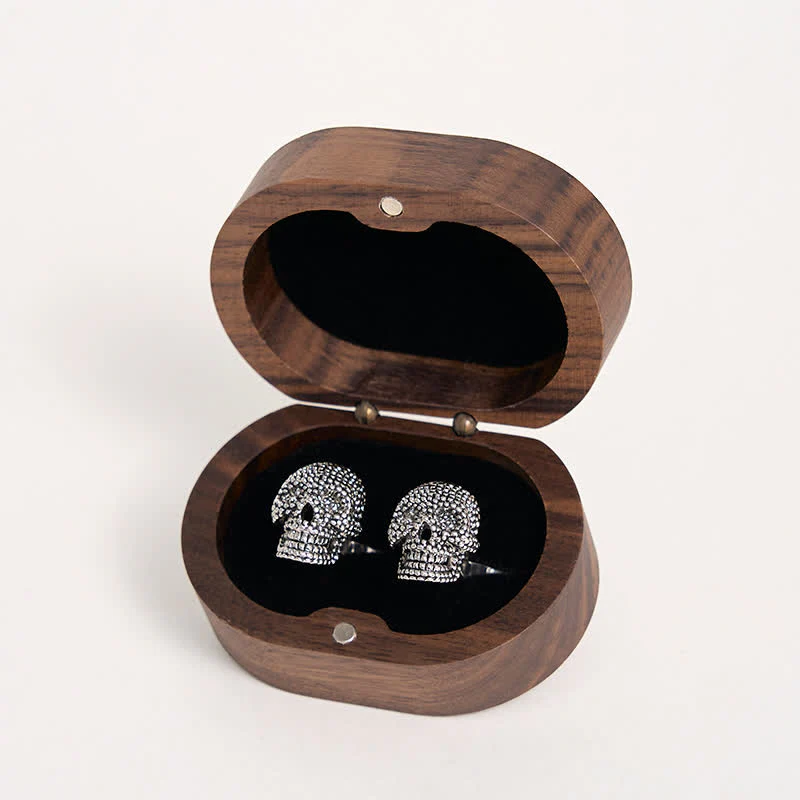 Men's 1 Pair Silver-Tone Punk Skull Head Cufflinks - Image 4