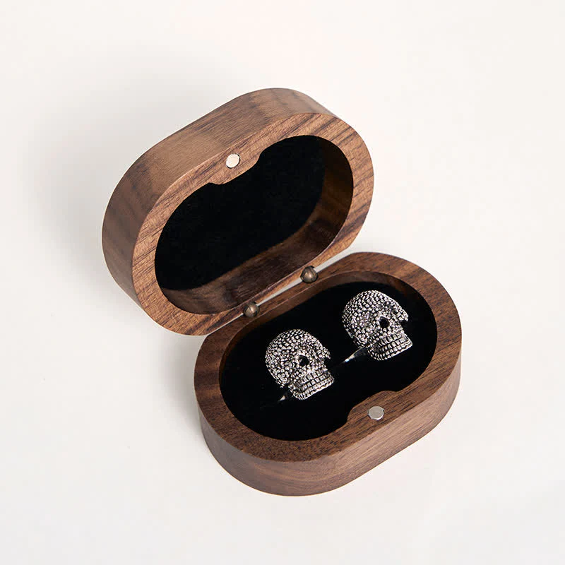 Men's 1 Pair Silver-Tone Punk Skull Head Cufflinks - Image 5